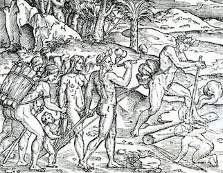 Fishing Scene, Brazil, from Singularities of France Antarctique, by Andre de Thevet, 1558